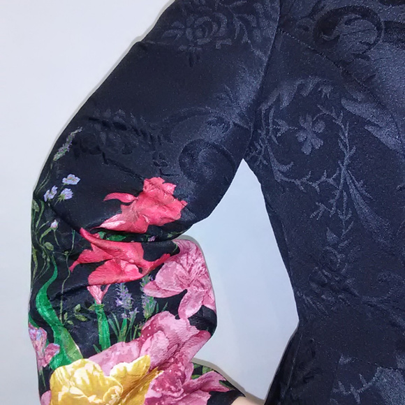 Black Floral Swing Tea Cocktail Evening Dress - Picture 6 of 7